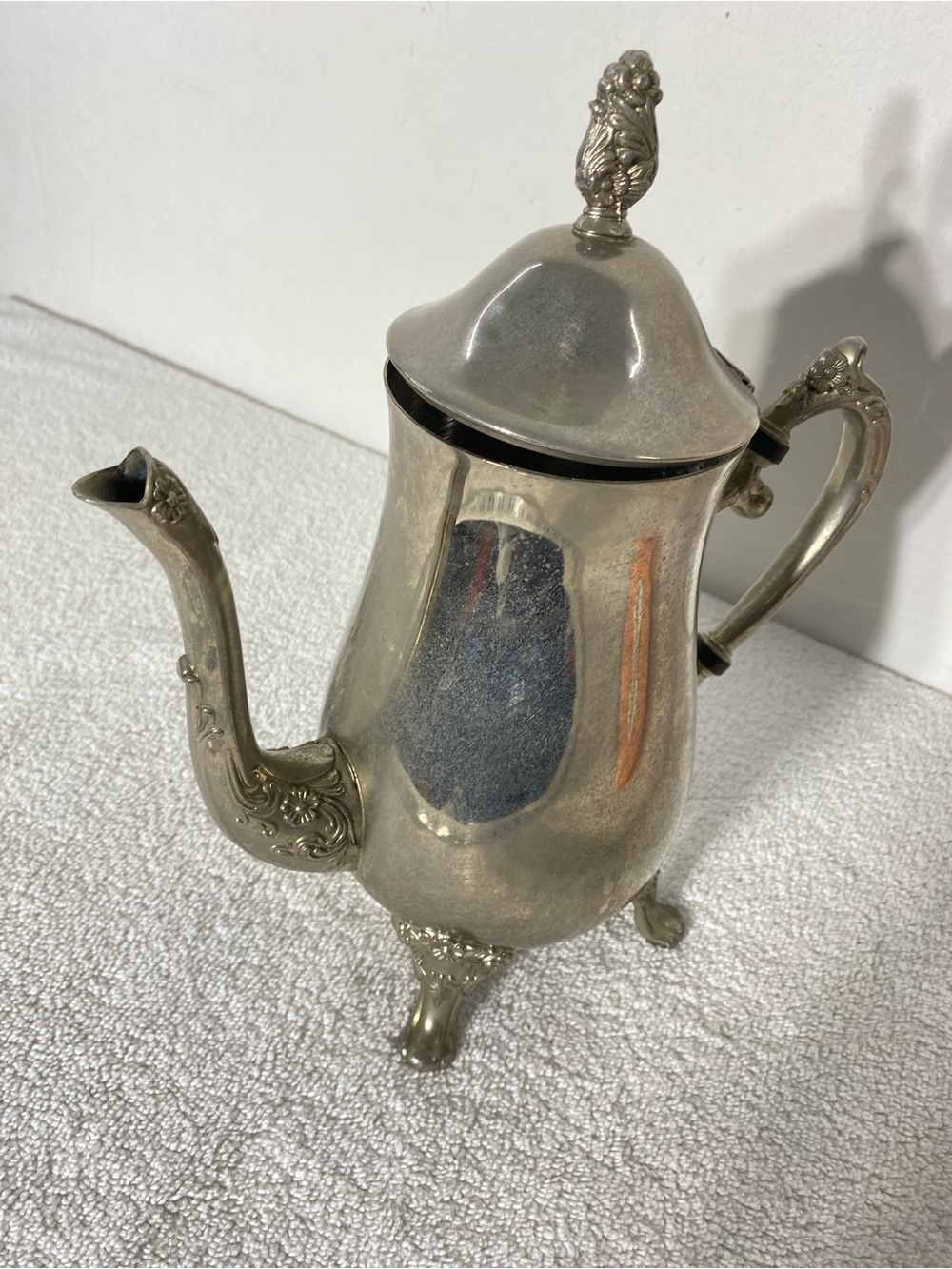 Vintage EP Brass Victorian Style Silver Plated Ornate Footed Teapot - Picture 3 of 15